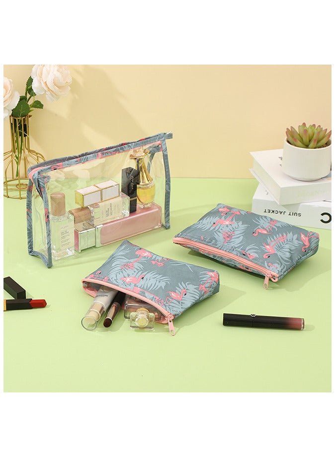3-Piece Travel Toiletry Make-Up Organizer Bag Set， PVC transparent cosmetic bag，Printed Toiletry Makeup Bag - Image 3