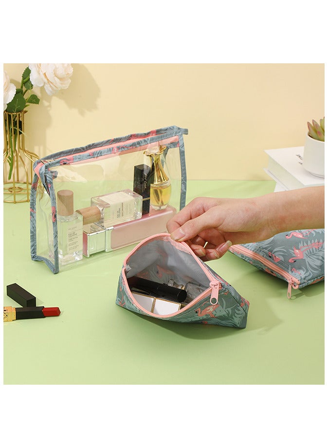 3-Piece Travel Toiletry Make-Up Organizer Bag Set， PVC transparent cosmetic bag，Printed Toiletry Makeup Bag - Image 4