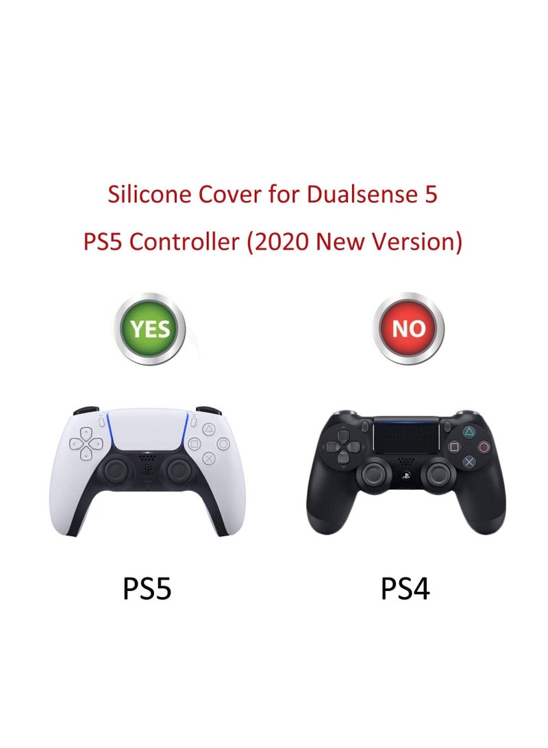 Leather Texture Soft Silicone Protection Case Cover Electronic Game Machine Accessories Compatible with SONY PlayStation 5 PS5 Wireless Controller for Dual Sense (Red) - Image 4