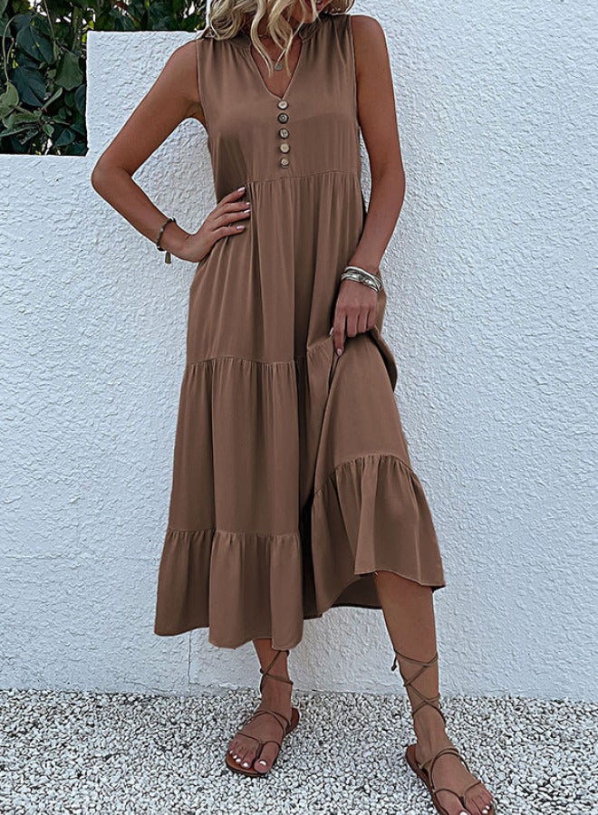 Yailla Summer Vest Skirt Sleeveless Loose Casual Dress 