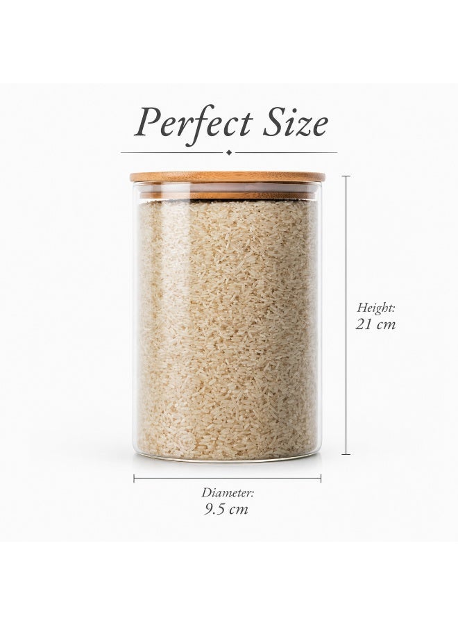 Homesmiths Airtight 3L Glass Storage Jar with Bamboo Lid – BPA-Free Borosilicate Food Container for Kitchen Pantry, Eco-Friendly Large Capacity Storage Jar - Image 2