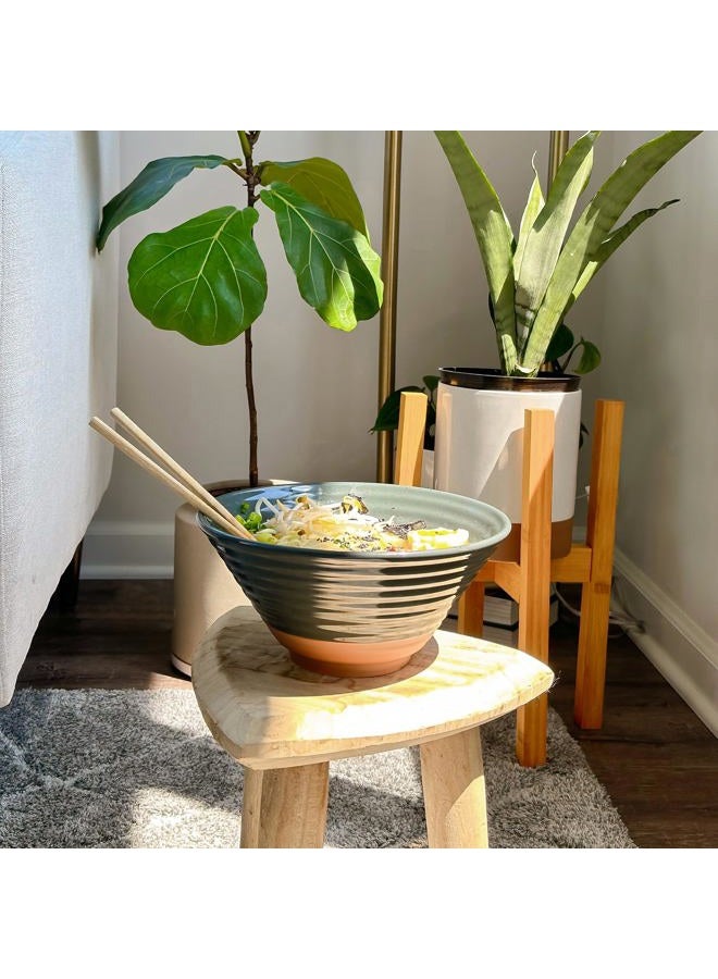 Mora CERAMICS HIT PAUSE Ramen Bowl Set of 2, 45oz - Great for Pho, Miso Udon Soup, Instant Noodles, Serving, Thai or Asian Food - Microwave Safe Large Japanese Noodle Bowls, Modern Kitchen - Charcoal - Image 4