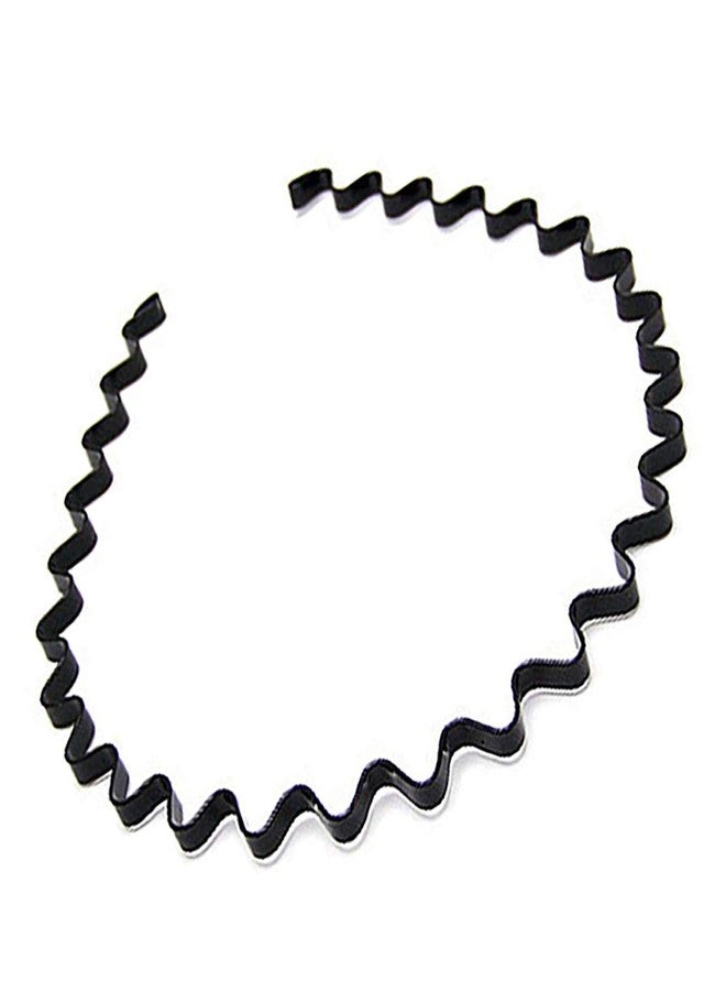 SUSVIJ Black Flexible Metal Wavy Simple Hair Band Hair Hoop Hairband Daily Use for Unisex Men Women (Pack 1) - Image 2