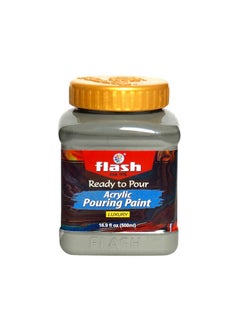 Flash Flash Acrylic Ready to Pour Pouring Paint/Fluid Acrylic 500ml / 16 fl oz Pre-Mixed Water-Based - for Canvas, Wood, Paper, Crafts, Tile, Rocks and More… (Grey)  - Image 1
