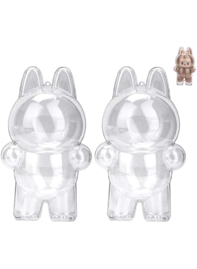 Arabest 2pcs Clear Figure Display Case with Keychain,Plastic Protective Cover for Blind Box Figures,Portable Dustproof Mini Doll Storage Bag,Blind Box Display Pouch for Fans and Collectors (Standing)  - Image 1