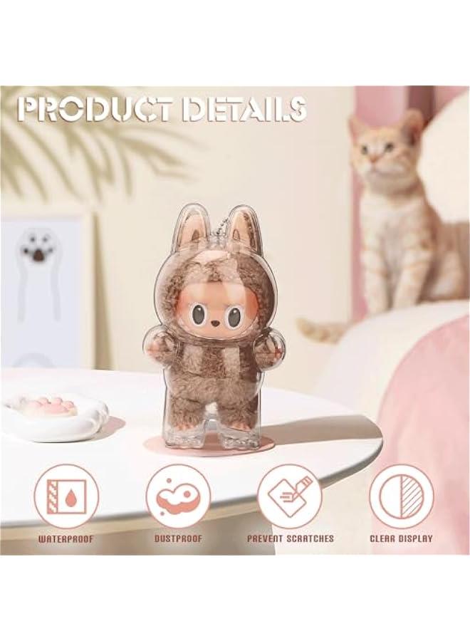 Arabest 2pcs Clear Figure Display Case with Keychain,Plastic Protective Cover for Blind Box Figures,Portable Dustproof Mini Doll Storage Bag,Blind Box Display Pouch for Fans and Collectors (Standing)  - Image 2