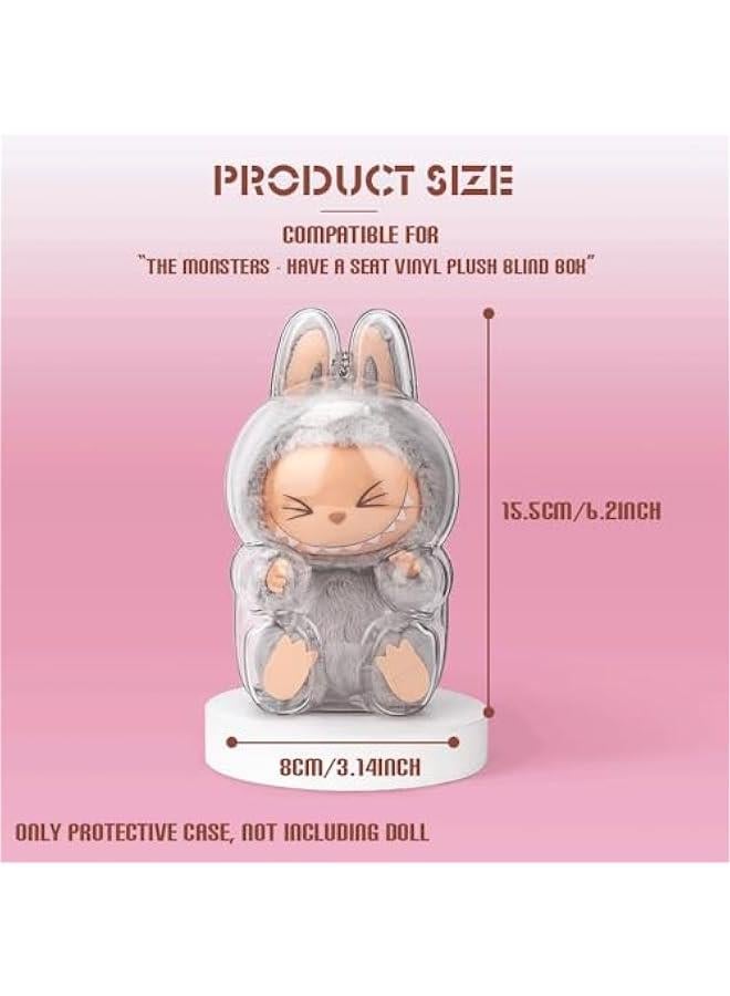 Arabest 2pcs Clear Figure Display Case with Keychain,Plastic Protective Cover for Blind Box Figures,Portable Dustproof Mini Doll Storage Bag,Blind Box Display Pouch for Fans and Collectors (Standing)  - Image 5