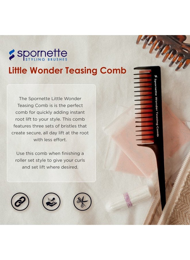 سبورنيت مشط Spornette Little Wonder Teasing Comb (TC-1) - مشط ثلاثي التصفيف بمشط ثلاثي الصفوف ومقبض ذيل فأر لتقسيم الشعر - يضيف كثافة للشعر الناعم والمتوسط والخفيف للنساء والرجال  - Image 2