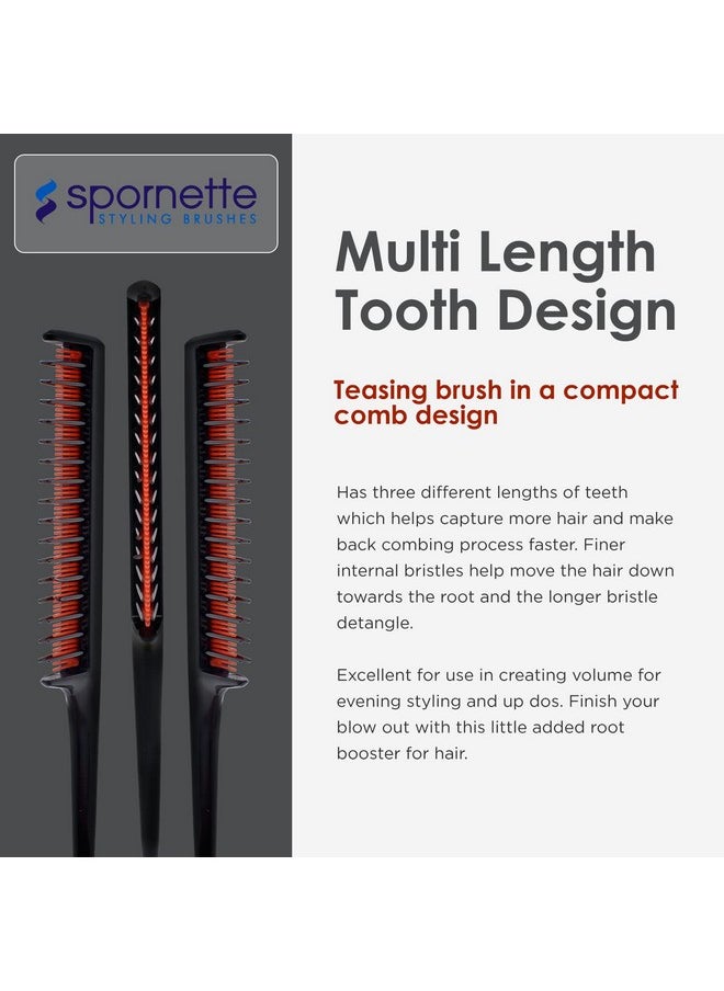 سبورنيت مشط Spornette Little Wonder Teasing Comb (TC-1) - مشط ثلاثي التصفيف بمشط ثلاثي الصفوف ومقبض ذيل فأر لتقسيم الشعر - يضيف كثافة للشعر الناعم والمتوسط والخفيف للنساء والرجال  - Image 3