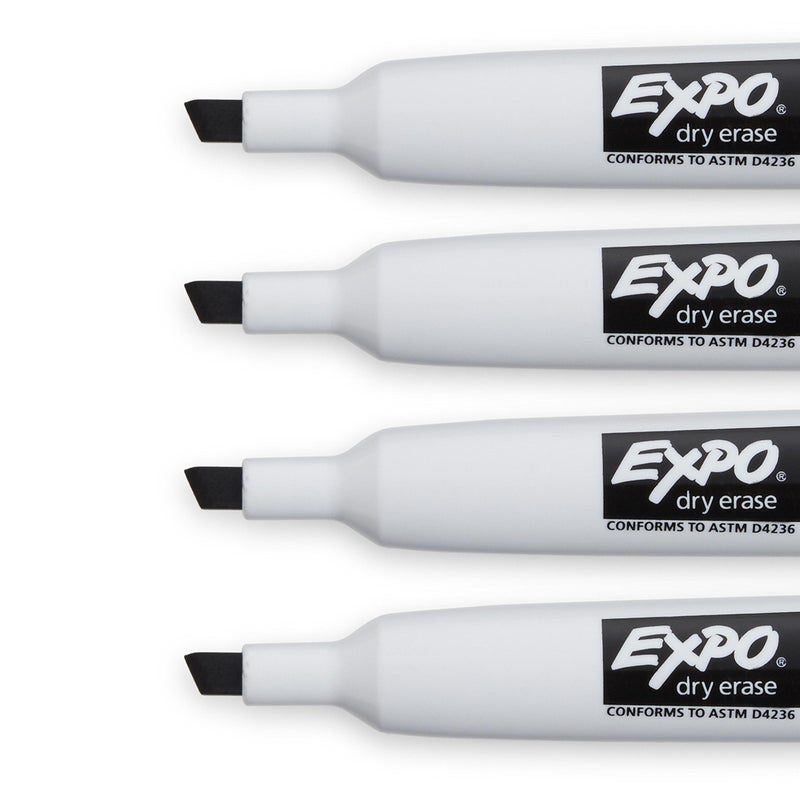 Expo Magnetic Dry Erase Markers with Eraser, Chisel Tip, Black, 4 Count - Image 5