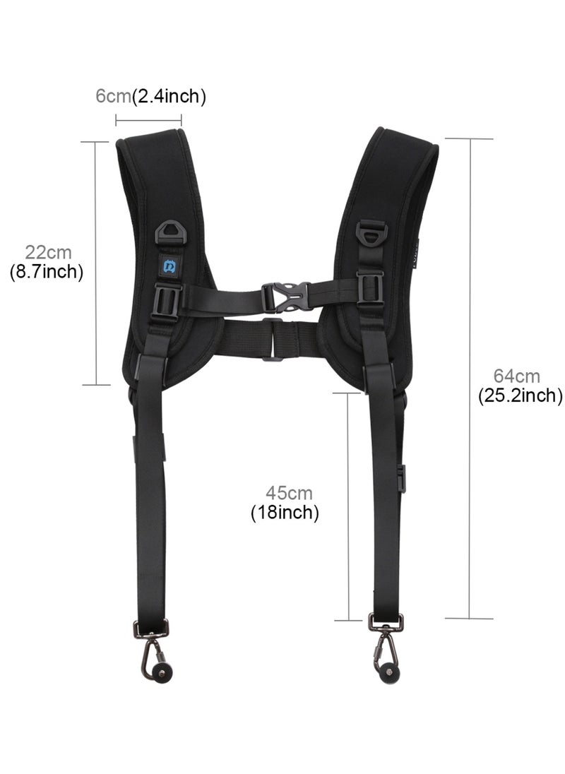 PULUZ - DSLR Camera Strap  Double Shoulder Camera Strap Chest Harness with Quick Release Buckles - Compatible with Canon, Nikon, Sony Point and Shoot and Mirrorless Cameras - Image 1