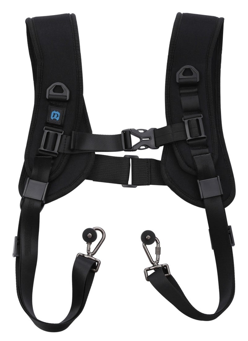 PULUZ - DSLR Camera Strap  Double Shoulder Camera Strap Chest Harness with Quick Release Buckles - Compatible with Canon, Nikon, Sony Point and Shoot and Mirrorless Cameras - Image 1