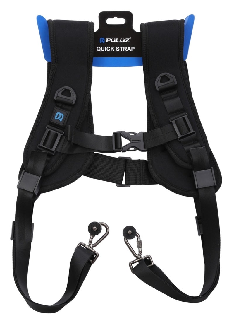 PULUZ - DSLR Camera Strap  Double Shoulder Camera Strap Chest Harness with Quick Release Buckles - Compatible with Canon, Nikon, Sony Point and Shoot and Mirrorless Cameras - Image 1