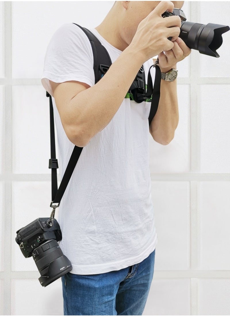 PULUZ - DSLR Camera Strap  Double Shoulder Camera Strap Chest Harness with Quick Release Buckles - Compatible with Canon, Nikon, Sony Point and Shoot and Mirrorless Cameras - Image 1