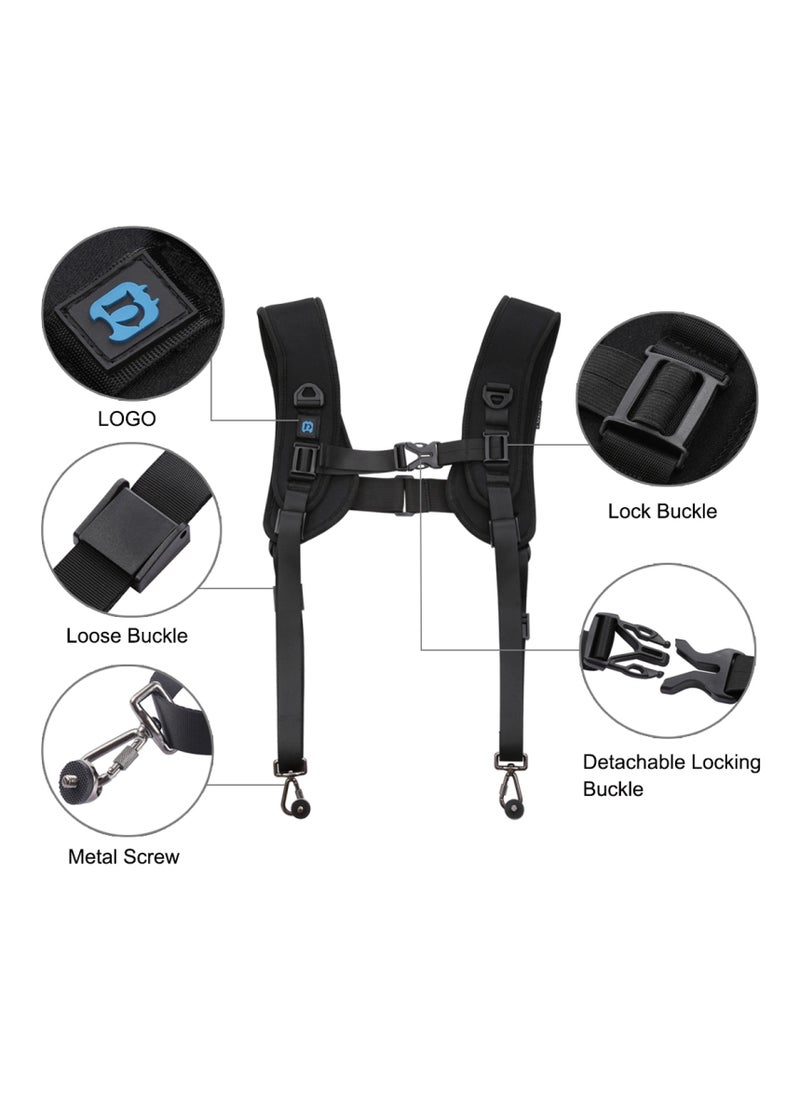 PULUZ - DSLR Camera Strap  Double Shoulder Camera Strap Chest Harness with Quick Release Buckles - Compatible with Canon, Nikon, Sony Point and Shoot and Mirrorless Cameras - Image 1