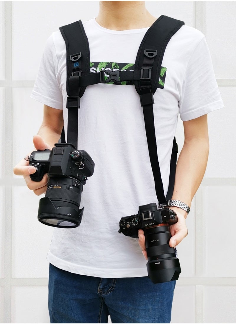 PULUZ - DSLR Camera Strap  Double Shoulder Camera Strap Chest Harness with Quick Release Buckles - Compatible with Canon, Nikon, Sony Point and Shoot and Mirrorless Cameras - Image 1