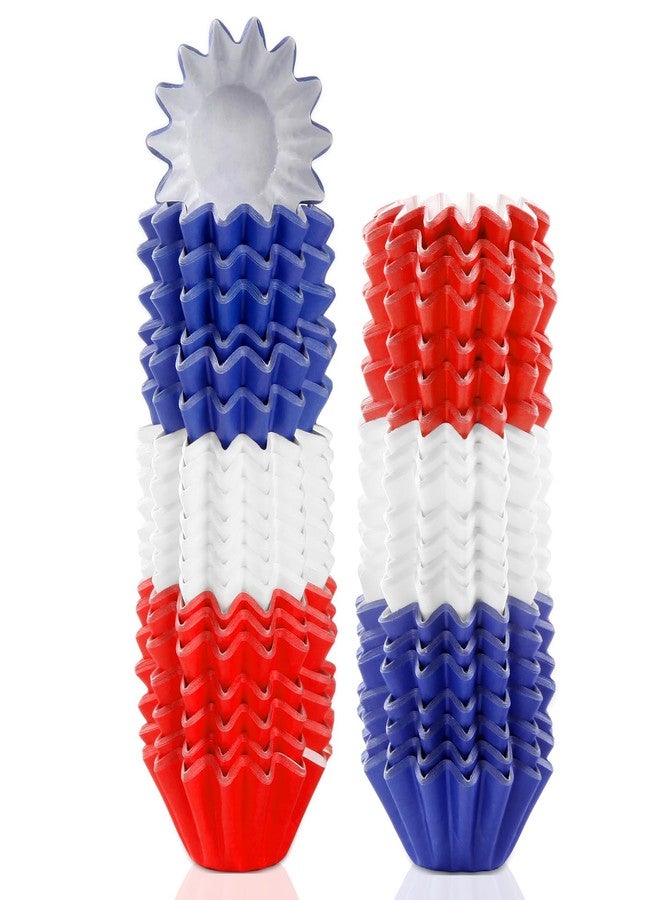 Quera 210 Pcs Independence Day Grease-Resistant Mini Cupcake Liners Red Blue White Heavy Duty Paper Muffin Baking Cups for 4th of JULY Birthday Patriotic Party Supplies (1.18 x 1.18 in) - Image 1