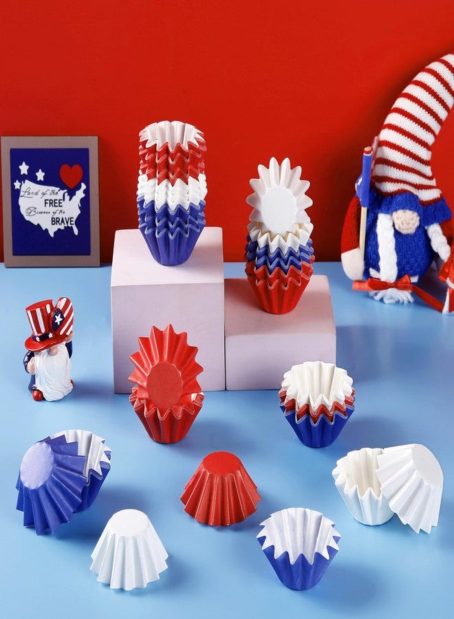 Quera 210 Pcs Independence Day Grease-Resistant Mini Cupcake Liners Red Blue White Heavy Duty Paper Muffin Baking Cups for 4th of JULY Birthday Patriotic Party Supplies (1.18 x 1.18 in) - Image 5