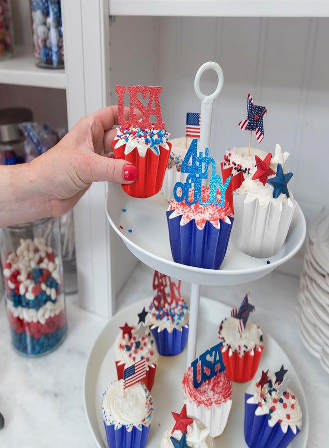 Quera 210 Pcs Independence Day Grease-Resistant Mini Cupcake Liners Red Blue White Heavy Duty Paper Muffin Baking Cups for 4th of JULY Birthday Patriotic Party Supplies (1.18 x 1.18 in) - Image 4