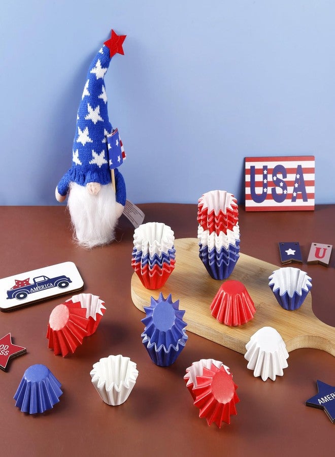 Quera 210 Pcs Independence Day Grease-Resistant Mini Cupcake Liners Red Blue White Heavy Duty Paper Muffin Baking Cups for 4th of JULY Birthday Patriotic Party Supplies (1.18 x 1.18 in) - Image 2