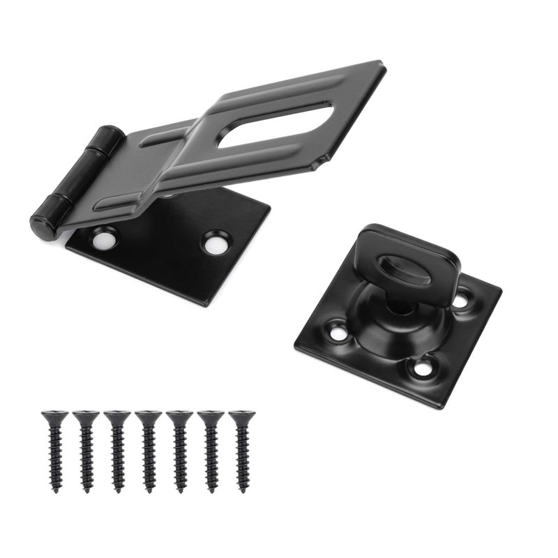 SANKINS 4-1/2" Swivel Staple Safety Hasps, Gate Door Hasp Latches Safety Packlock Clasp Locking with Twist Knob for Fence, Gate, Cabinet, Black - Image 1