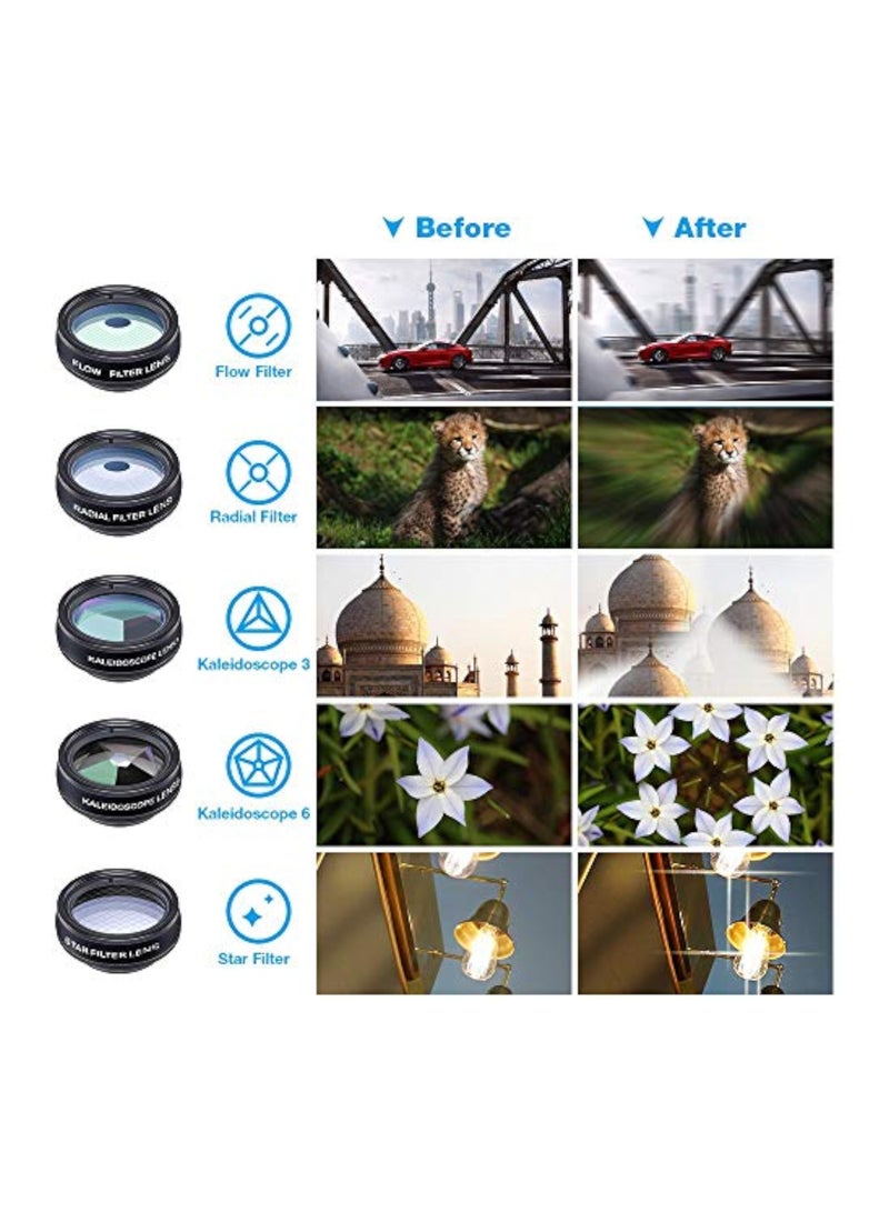 erorex Phone Camera Lens-Macro Lens+Wide Lens+Fisheye Lens+Telephoto Lens+CPL/Flow/Radial/Star Filter+Kaleidoscope 3/6 Lens 10 in 1 Lens Kit +Remote Shutter for iPhone, Samsung,LG and Most Smartphones - Image 3