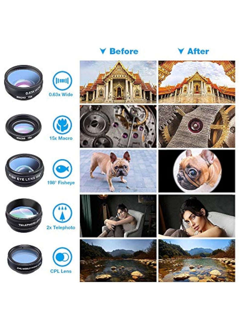 erorex Phone Camera Lens-Macro Lens+Wide Lens+Fisheye Lens+Telephoto Lens+CPL/Flow/Radial/Star Filter+Kaleidoscope 3/6 Lens 10 in 1 Lens Kit +Remote Shutter for iPhone, Samsung,LG and Most Smartphones - Image 4