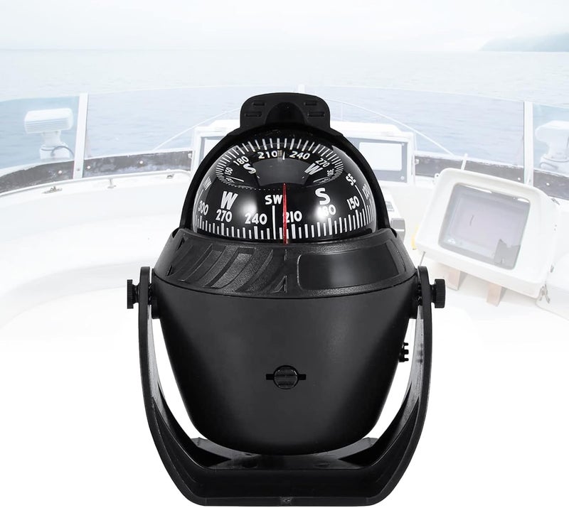 woobles Compass Boating Navigation Marine Compass, Electronic LED Light Pivoting Compass, Multifunction Digital Navigation Compass with Night Lighting for Marine Boat Truck Car, Black - Image 1