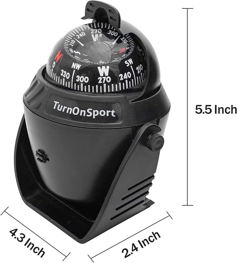 woobles Compass Boating Navigation Marine Compass, Electronic LED Light Pivoting Compass, Multifunction Digital Navigation Compass with Night Lighting for Marine Boat Truck Car, Black - Image 2