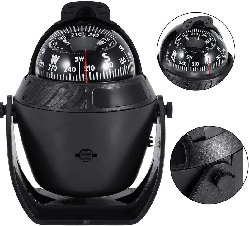 woobles Compass Boating Navigation Marine Compass, Electronic LED Light Pivoting Compass, Multifunction Digital Navigation Compass with Night Lighting for Marine Boat Truck Car, Black - Image 5