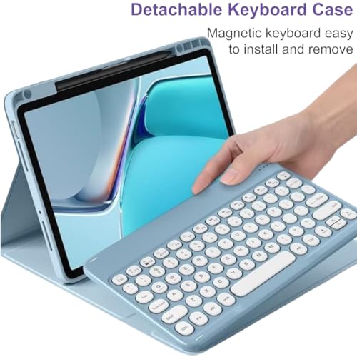 NUWONAYA Keyboard Case for iPad Air 11 M4/M3/M2 (2026/2025/2024), Air 5th/4th Gen(2022/2020) with Pencil Holder and Cute Color Magnetic Detachable Round Key Keyboard，New Pink - Image 2