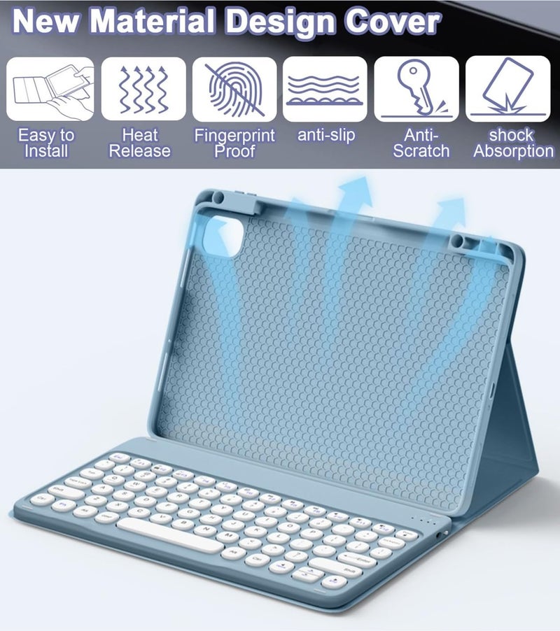 NUWONAYA Keyboard Case for iPad Air 11 M4/M3/M2 (2026/2025/2024), Air 5th/4th Gen(2022/2020) with Pencil Holder and Cute Color Magnetic Detachable Round Key Keyboard，New Pink - Image 4