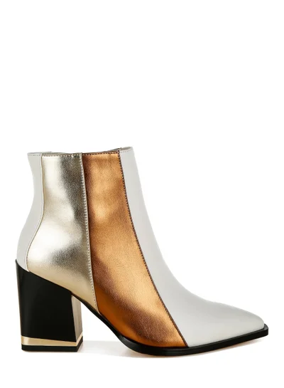 London Rag Three Tone Block Heel Boots in Off White