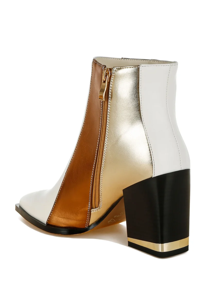 London Rag Three Tone Block Heel Boots in Off White