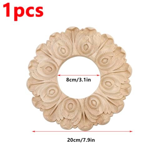 Antrader Ceiling Medallion,Wood Ceiling Cover Home Lighting Ceiling Medallions Ring Ceiling Fan Medallion for Light Fixtures and Ceiling Fans,3.1" ID x 7.9" OD - Image 2