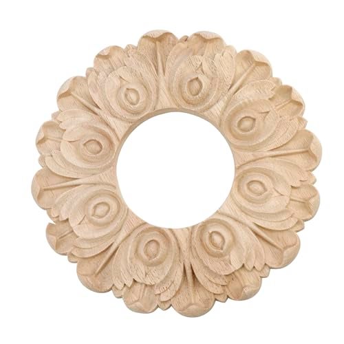 Antrader Ceiling Medallion,Wood Ceiling Cover Home Lighting Ceiling Medallions Ring Ceiling Fan Medallion for Light Fixtures and Ceiling Fans,3.1" ID x 7.9" OD - Image 1