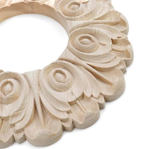 Antrader Ceiling Medallion,Wood Ceiling Cover Home Lighting Ceiling Medallions Ring Ceiling Fan Medallion for Light Fixtures and Ceiling Fans,3.1" ID x 7.9" OD - Image 4