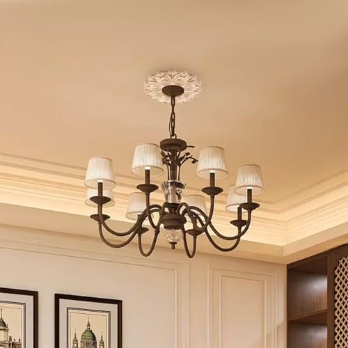 Antrader Ceiling Medallion,Wood Ceiling Cover Home Lighting Ceiling Medallions Ring Ceiling Fan Medallion for Light Fixtures and Ceiling Fans,3.1" ID x 7.9" OD - Image 5