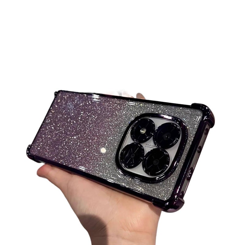 Drop Protection for Redmi Note 13 with Glitter Powder and Electroplated Finish and Lens Protector in Clear - Image 2