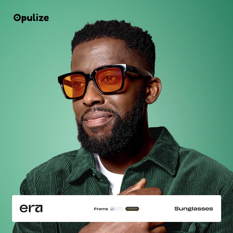 OPULIZE ERA Sunglasses for Women Men, Oversized Rectangular Frame with Spring Hinges, Polarised Yellow/Orange Lenses With UV400 Protection,Anti-reflective & Anti-Glare, Clear (Pack of 2) - Image 3
