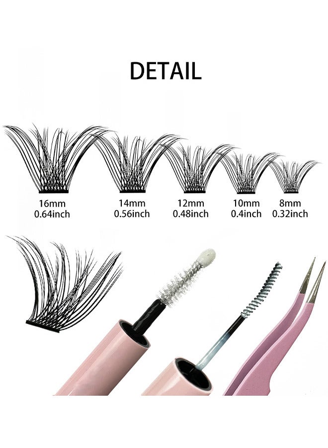 False Lashes Individual Packs 120 Tufted Lashes DIY Lash Extensions Natural Look Reusable Eyelash Glue Bonding Black Lashes Cluster Lashes 3D Effect Individual False Eyelashes With Eyelash Glue - Image 2