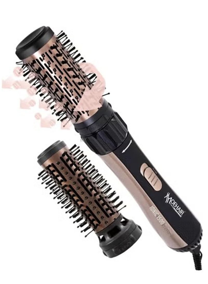 فرشاة مجفف الشعر MO-7155، فرشاة هواء ساخن أيونية مع 3 إعدادات للحرارة و2 سرعة، مضادة للتجعد، ومعززة للكثافة واللمعان، ورأس دوار ثنائي الاتجاه، مثالية لفرد الشعر وتجعيده وتصفيفه.