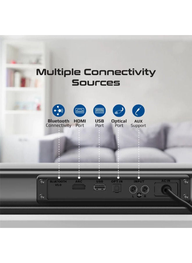 PROMATE 30W BassBoost SoundBar with Subwoofer StreamBar-30 - Image 4