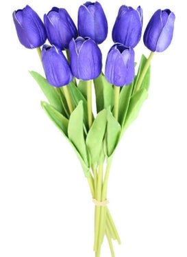 Artificial Flower Warehouse Artificial 8 Wet Tulip Bouquet Real Texture Dark Blue