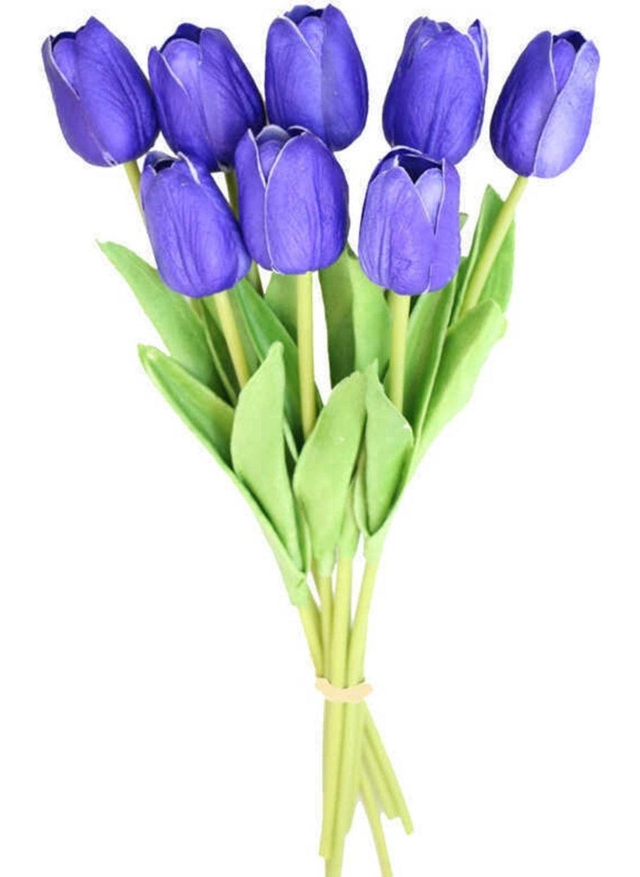 Yapay Çiçek Deposu - Artificial Flower Warehouse Artificial 8 Wet Tulip Bouquet Real Texture Dark Blue - Image 1