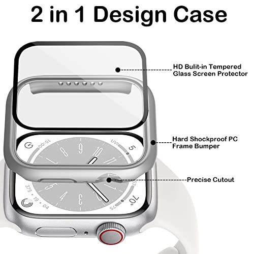 Bougraite 16 Pack Case for Apple Watch Series 9/8/7 41mm with Tempered Glass Screen Protector, Shockproof Hard PC Scratch Resistant Bumper Protective Cover Compatible with iWatch 41mm Accessories - Image 2