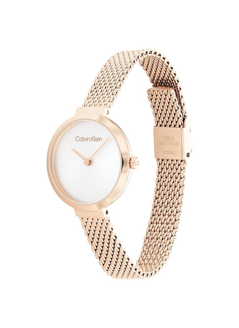 CALVIN KLEIN - Analog Round Waterproof  Wrist Watch With Gold Strap 25200083 - Image 1