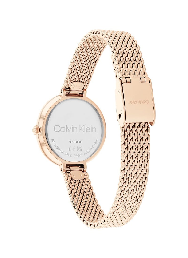 CALVIN KLEIN - Analog Round Waterproof  Wrist Watch With Gold Strap 25200083 - Image 1