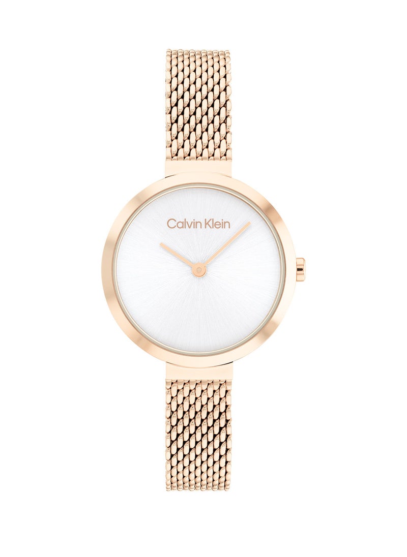 CALVIN KLEIN - Analog Round Waterproof  Wrist Watch With Gold Strap 25200083 - Image 1