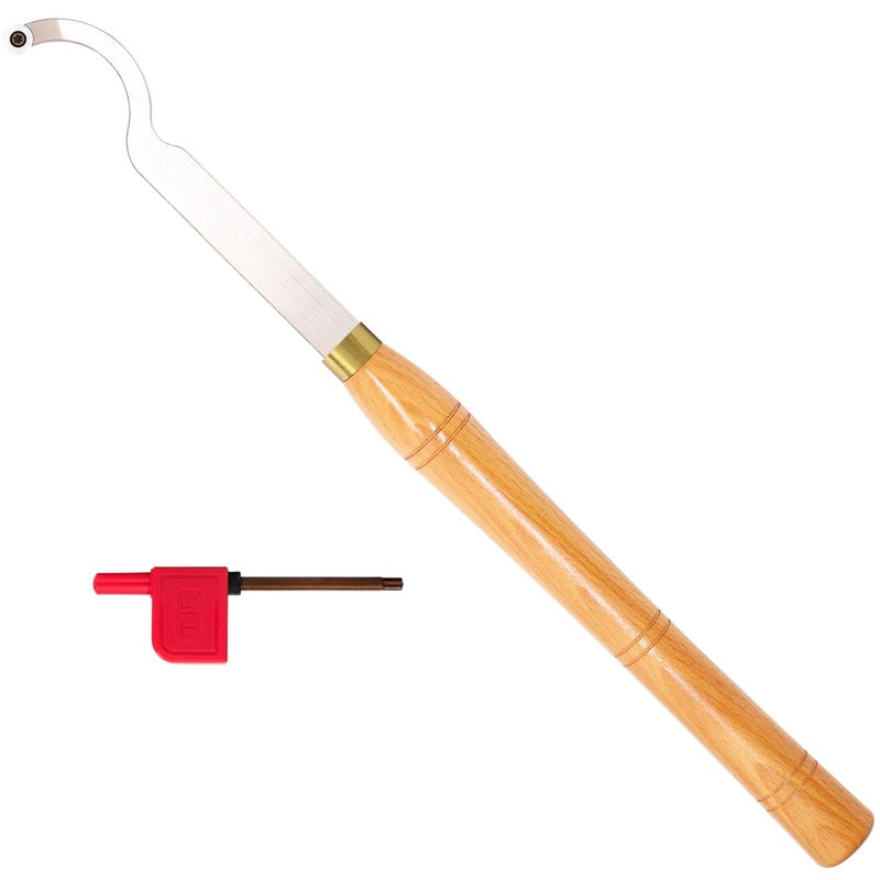 Asieg Tool Swan Neck Hollower Carbide Tipped Wood Turning Tools Bended Lathe Chisel Tool Bar with Ci3 12mm Round Carbide Insert Cutter for Wood Hobbyist or DIY or Carpenterï¼Œ19.68Inches - Image 1